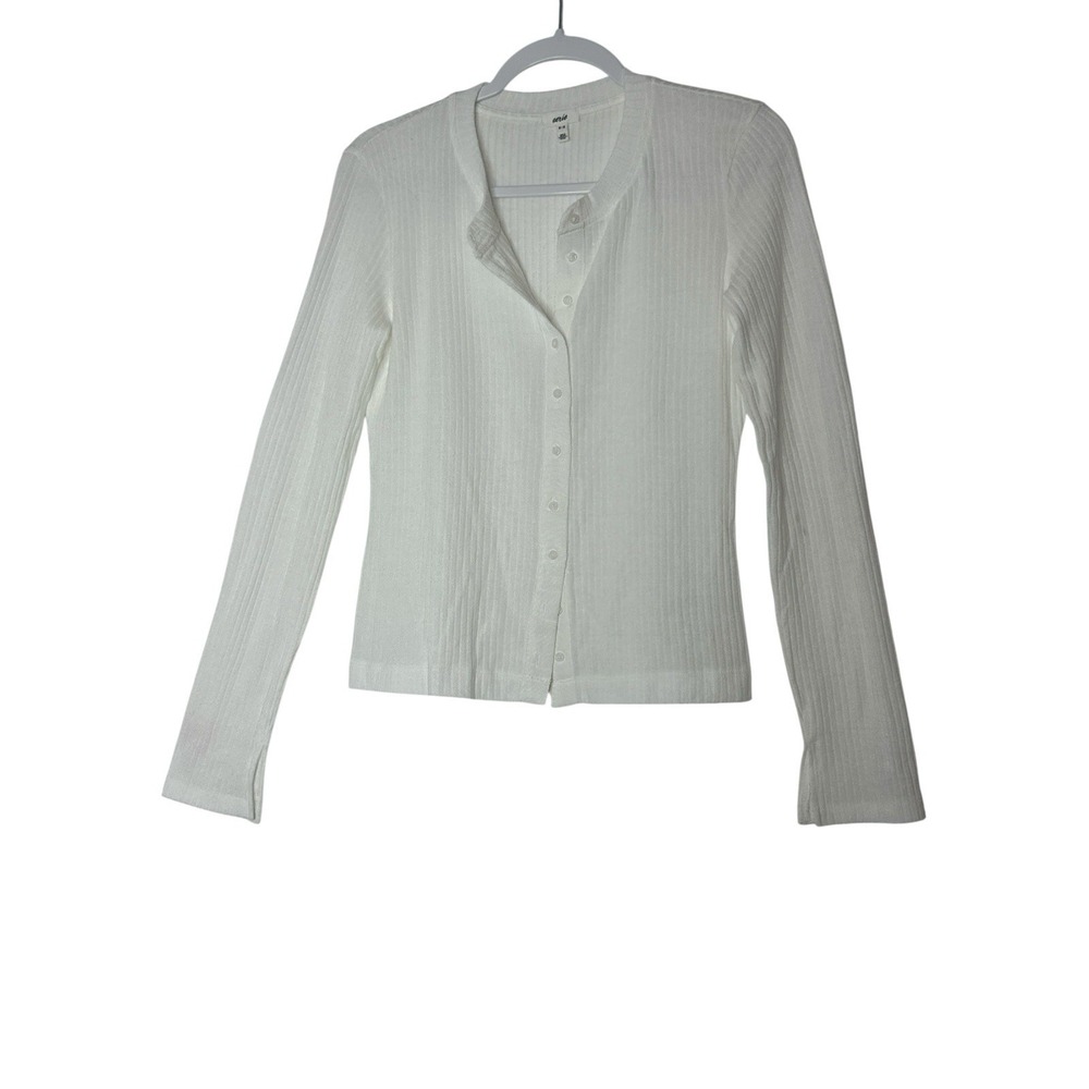 Aerie Top Women's Medium White Long Sleeve Button Up cozy Stretch‎ Outdoor